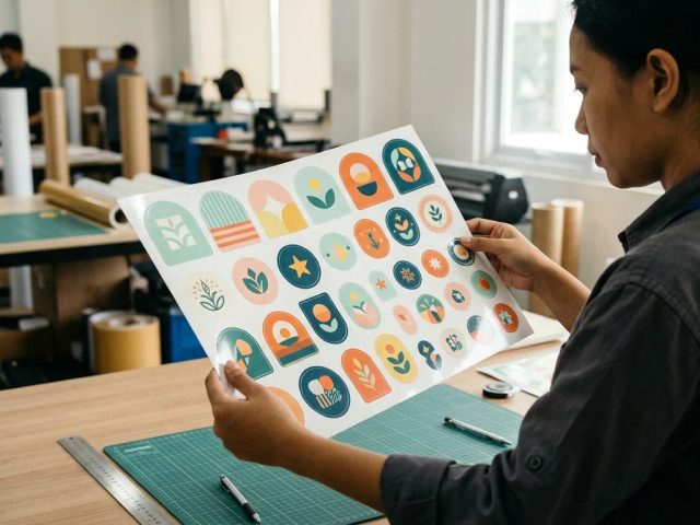 Ilustrasi cetak stiker nama custom murah