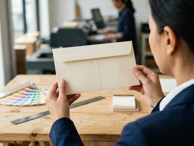 Ilustrasi amplop lem tengah kertas ivory