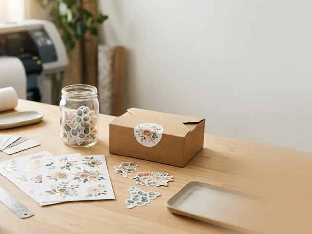 Ilustrasi cetak floral pattern sticker custom