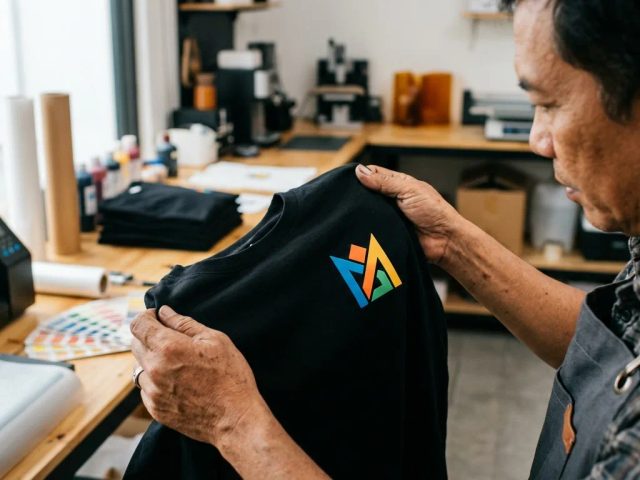 Ilustrasi cetak kaos custom logo