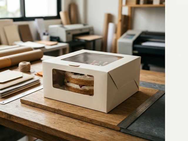 Ilustrasi cetak box kue window kertas
